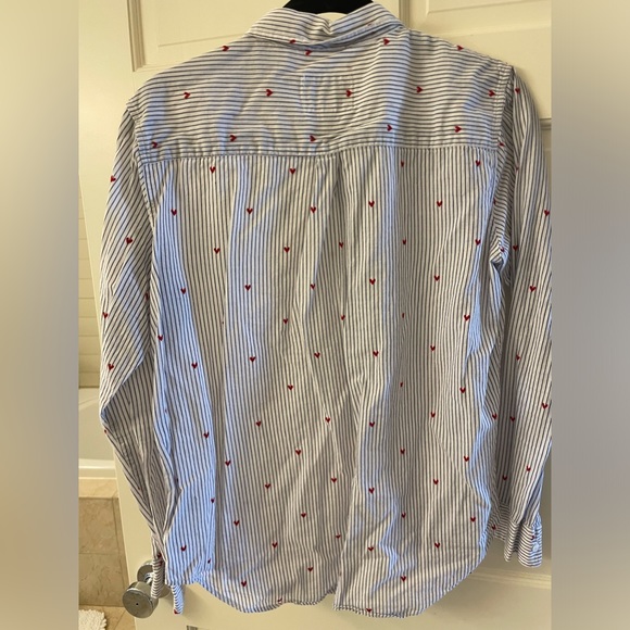 Rails White Blouse Stripes with Red Hearts Size M - Picture 6 of 6